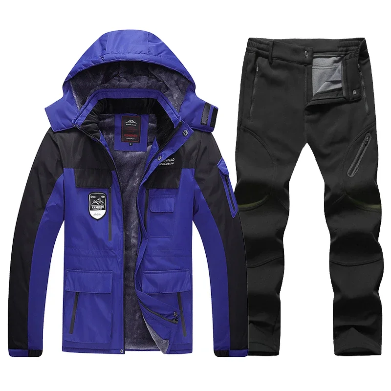 Heren Warm Skipak Fleece Wandeljas Broek Winter Winddicht Waterdicht Snowboard Skijas Broek Outdoor Trekking Camping