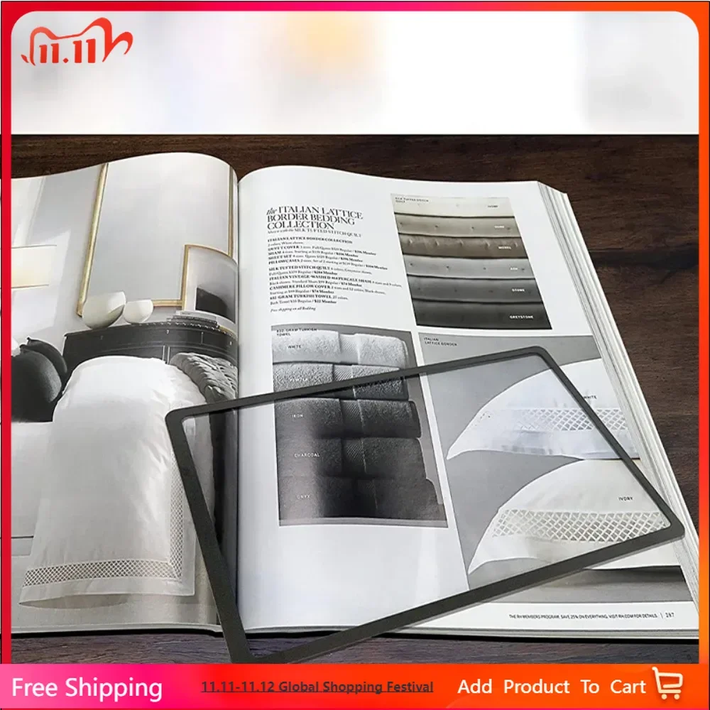 

A5 Business Card Magnifier Portable 180X120MM Large Size Transparent PVC Magnifier Reading Books Novels