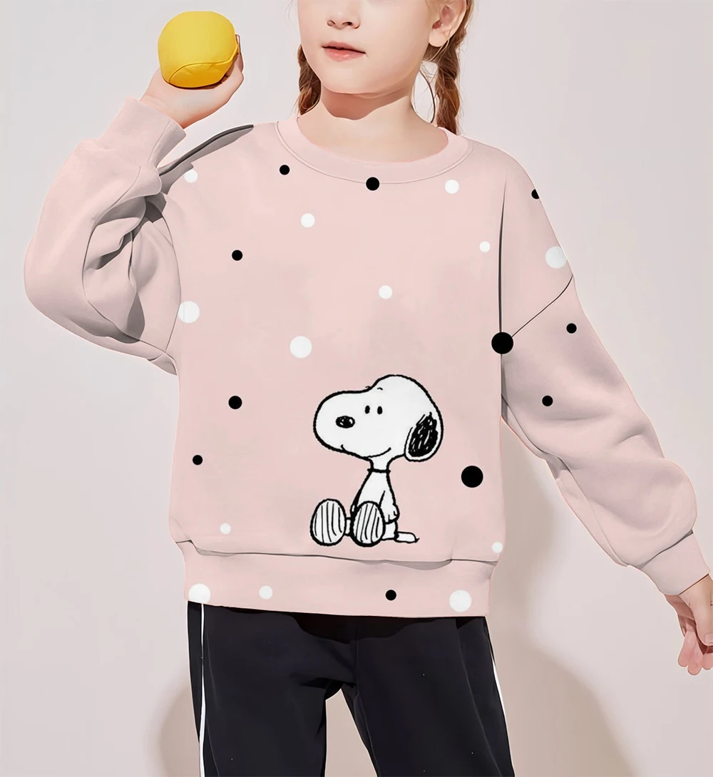 Autumn and Winter Long Sleeve Round Neck Sweatshirt Snoopy Cute Cartoon Print Children's Clothing Sweet Girl Tops