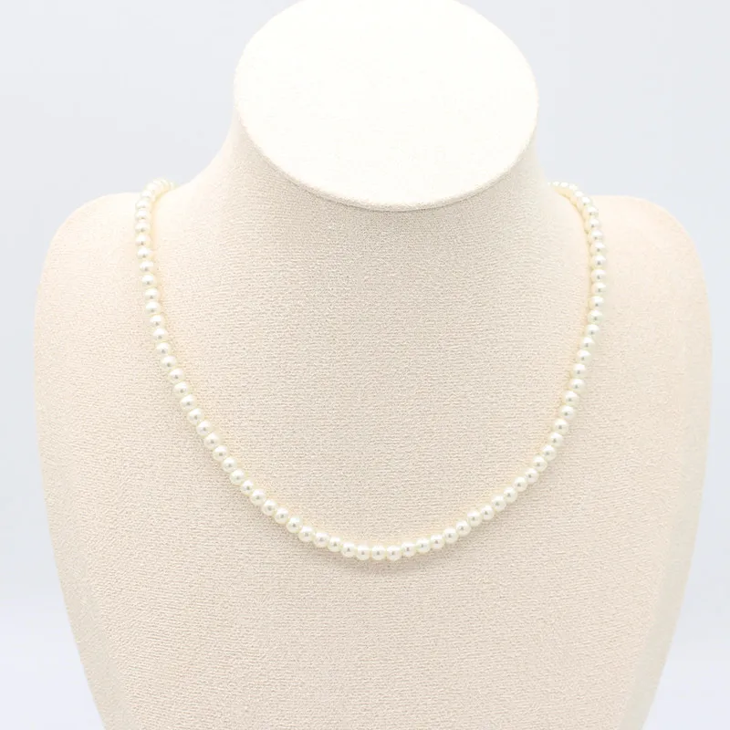 Elegant Round Imitation Pearl Necklace Fashion Women Simple Handmade Strand Bead Clavicle Chain Choker Wedding Jewelry Gift