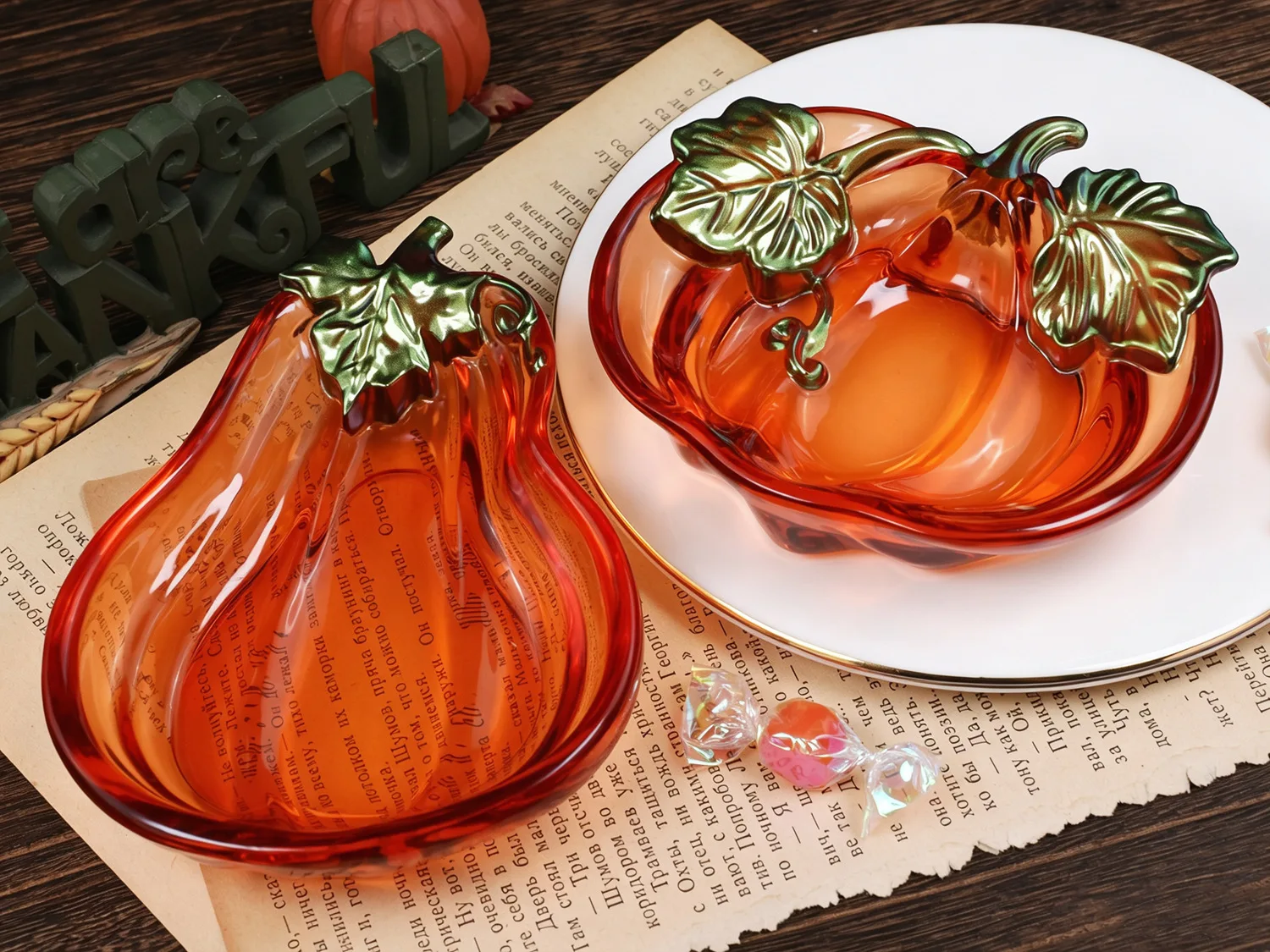 Pumpkin Trinket Dish Silicone Mold Leaf & Vine Relief DIY Epoxy Resin Plaster Halloween Fall Jewelry Tray Home Decor Craft
