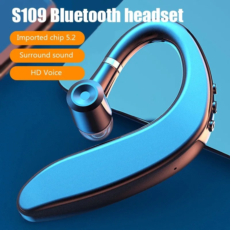 S109 Wireless Bluetooth Universal Hook Earphone Sports Business Single Ear Headset Handsfree Headphones with Mic
