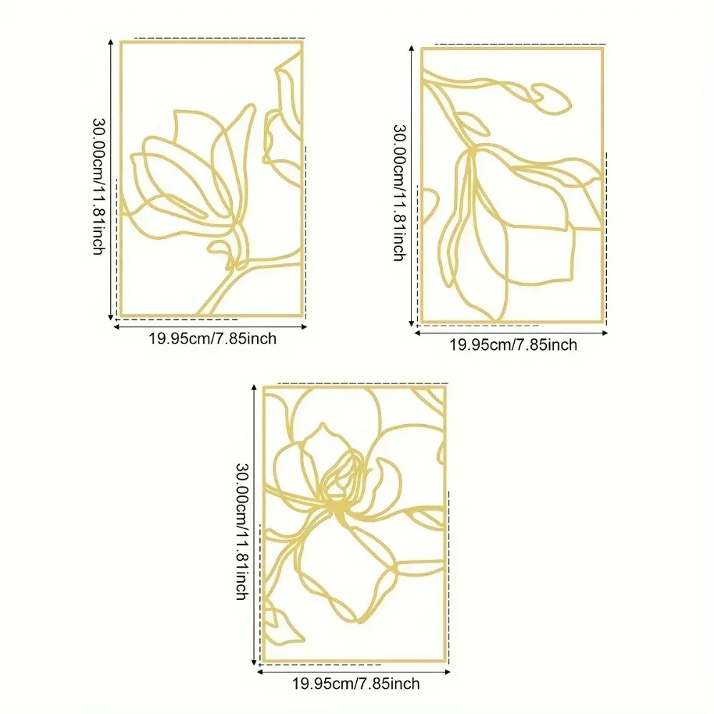 Metal Wall Art Large Gold Decorative Frames Elegant Floral Artwork, Stylish Metal Wall Décor Perfect for Unique Wall Decorations