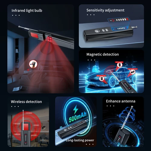 Imagen 2 del producto Detector de dispositivos ocultos T011, Detector de cámara antiespía para Hotel, Hunter, GPS, Mini cámara, escáner de señal RF, buscador de cámara