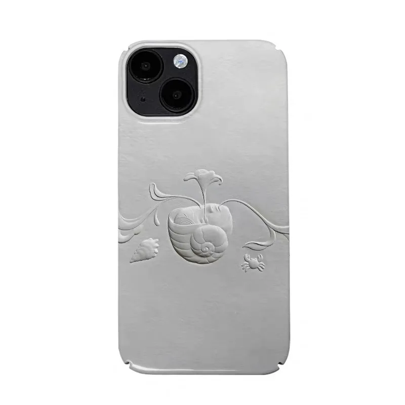 

Grey White Crab with Small Flowers Phone Case for IPHONE 17 Air 16E 15 PROMAX 14 Plus 13 12 MINI 11 16Plus X Acrylic Phone Cover