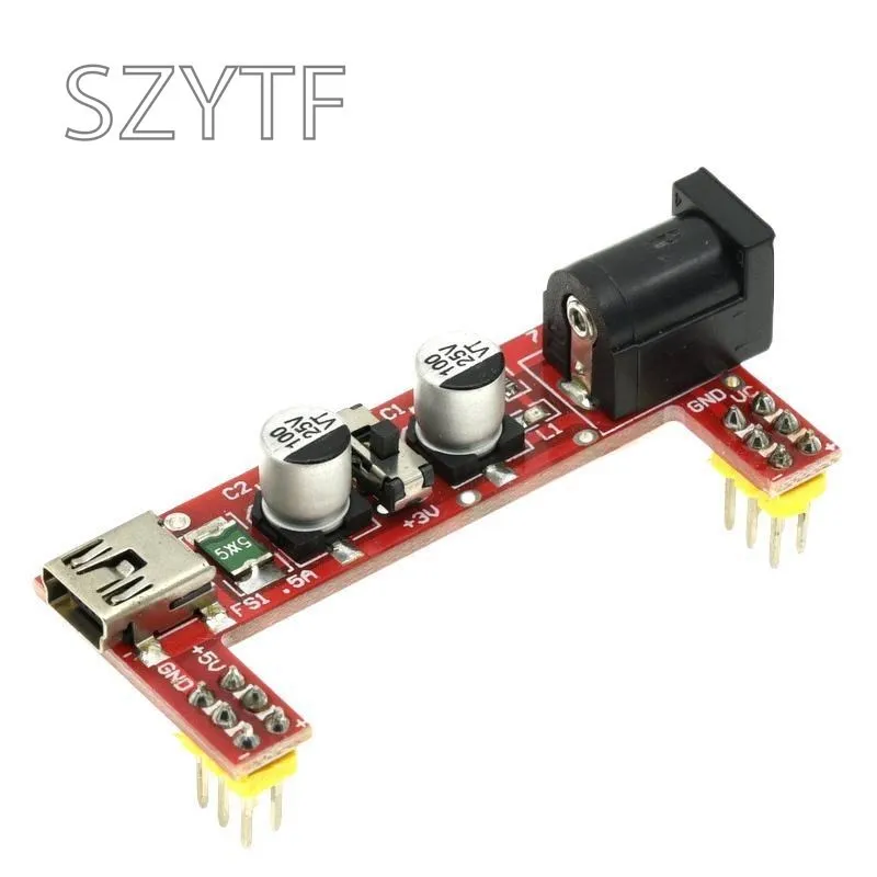 Electric Unit Red 2-Way 5V/3.3V Breadboard Bread Plate Power Supply Module