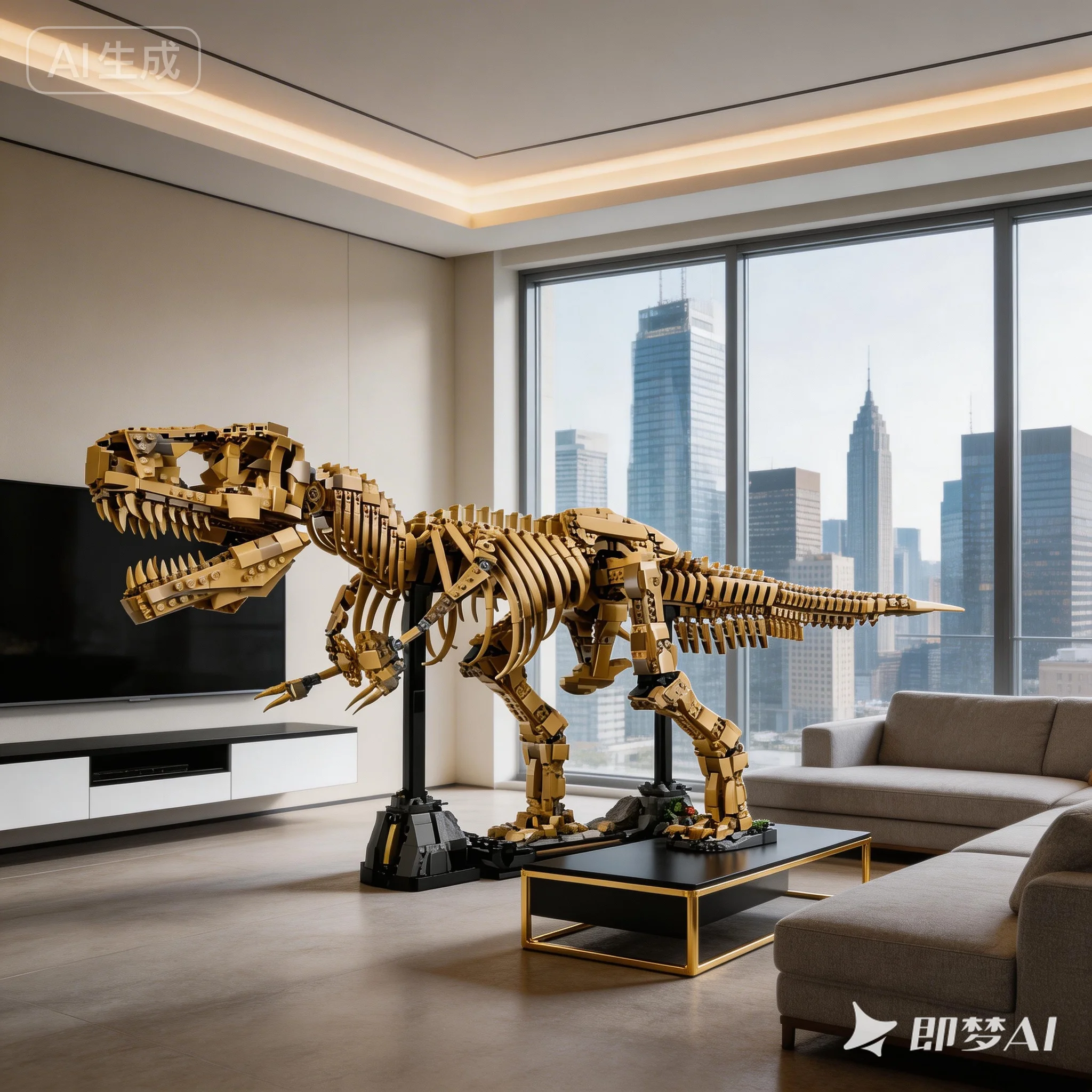 

Новая модульная сборная модель-конструктор 2026 года: светло-желтый скелет тираннозавра, декор для дома, подвижная, забавная, для взрослых, праздничный подарок