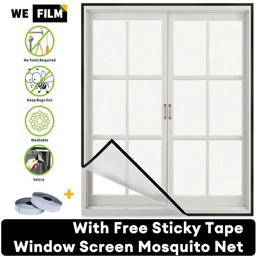 Mosquito Net Prevent Dengue Fever DIY Self-Adhesive Window Screening Indoor Mosquito & Flies Net Safety Mesh Nets(White)