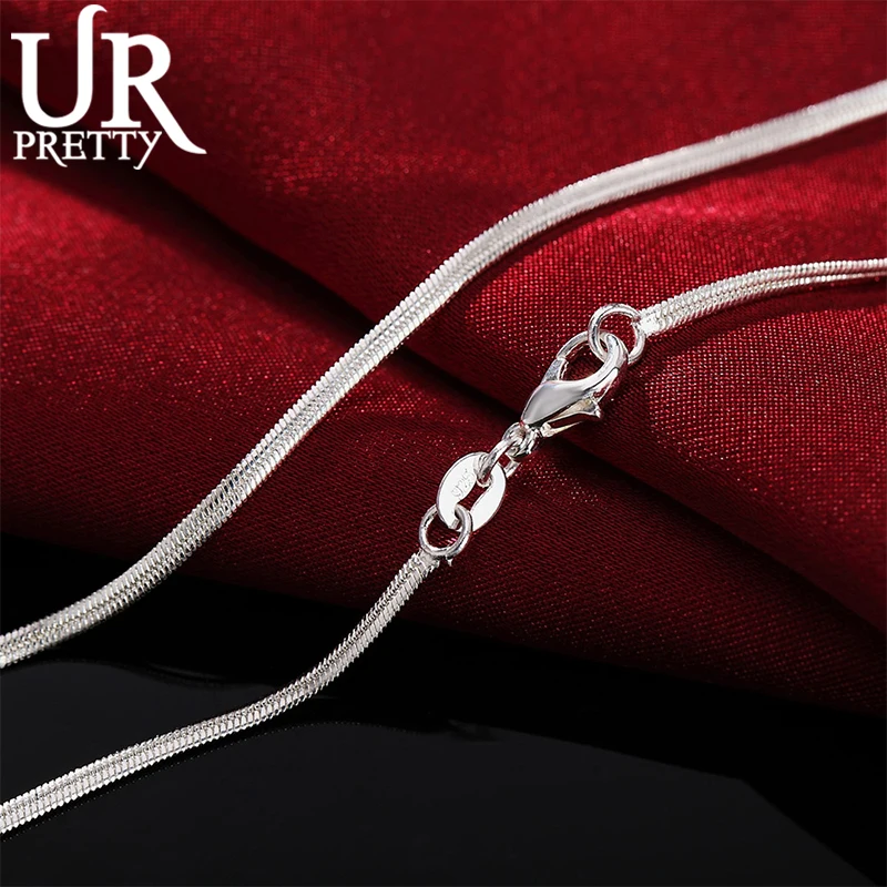 URPRETTY-collar de cadena de serpiente plana para mujer y hombre, de Plata de Ley 925, 16/18/20/22/24/26/28/30 pulgadas, 2MM, regalo de joyería