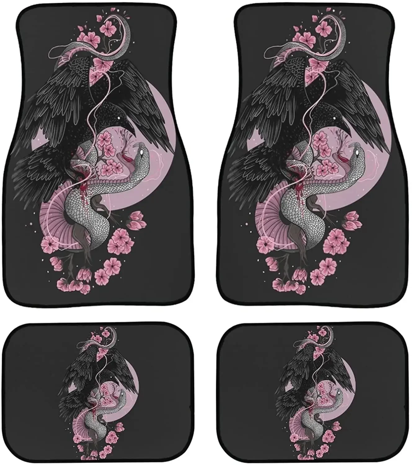 

Poceacles Fashion Car Front & Rear Carpet Cushion Mat, 4 Piece No-Slip Auto Carpet Floor Mats Set For Women Girls, Universal For