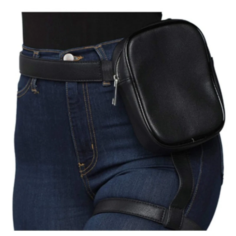 Leg Bag Waist Belt Adjustable PU Waist Pack Motorcycle Thigh Wallet Fanny Pack Phone Pouch for Women Girls