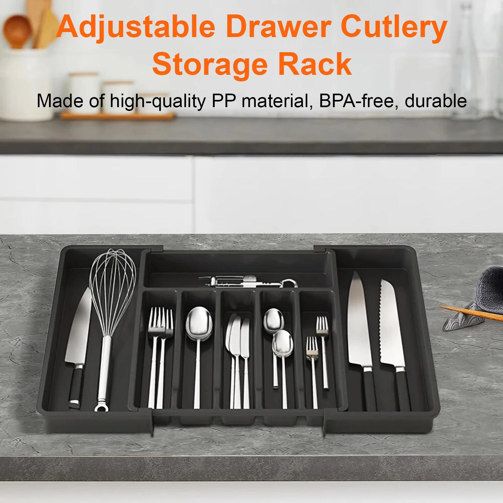 Cutlery Organizer Drawer Cutlery Holder Expandable Utensil Tray Kitchen Storage & Organization Adjustable Flatware Storage Tray