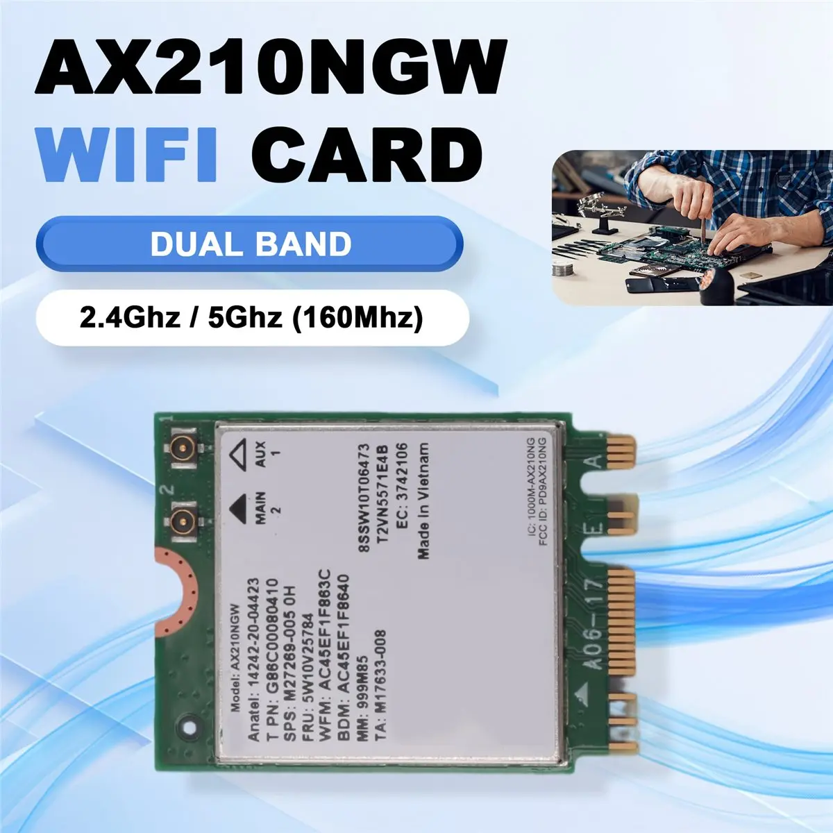A73T AX210 AX210NGW Network Card M.2 NGFF 2.4Ghz/5G WI-FI 6E 2400Mbps WiFi Card 802.11Ax Bluetooth 5.2 WiFi Adapter