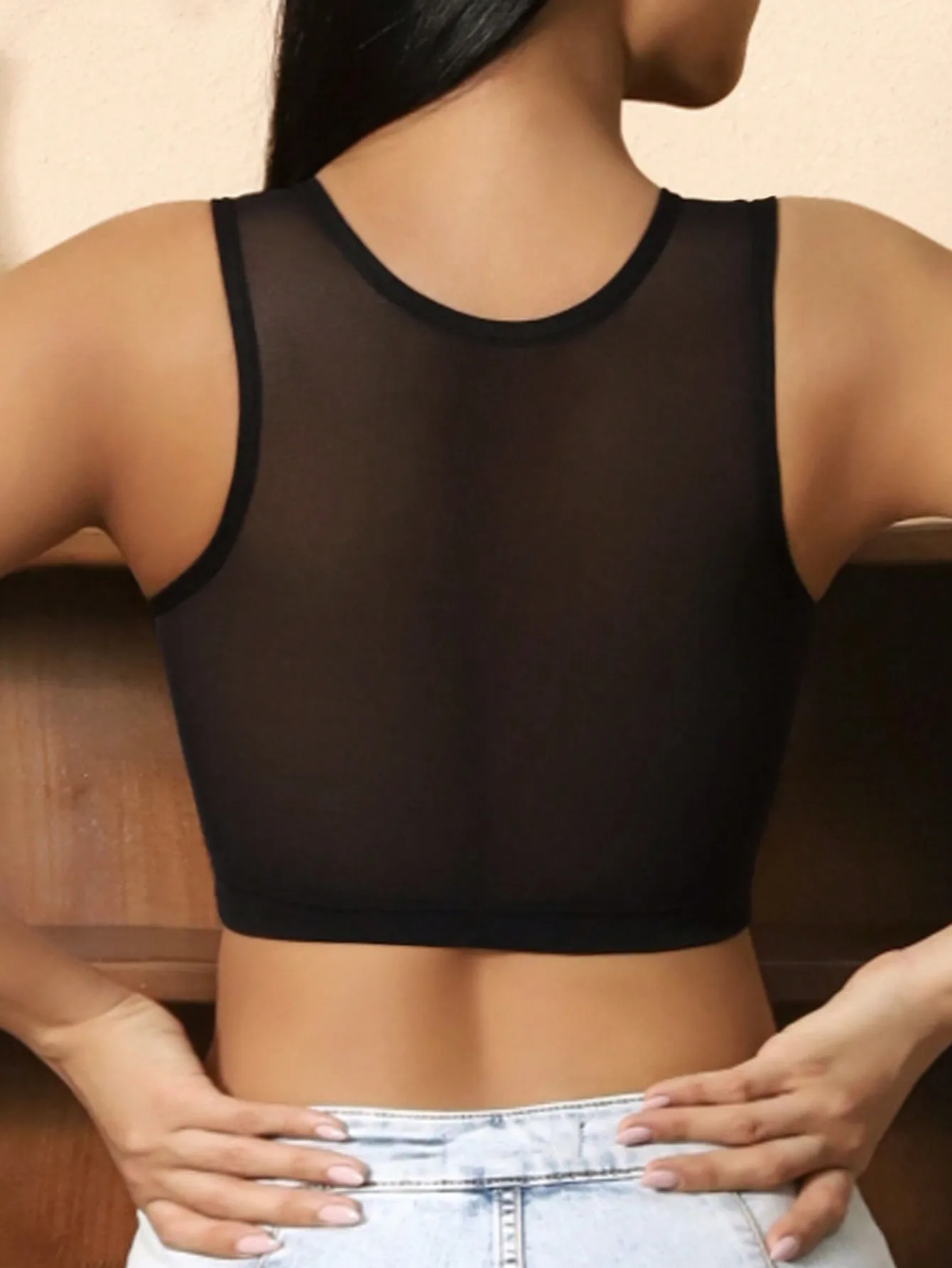 Front zipper chest cinching bra revealing chest small super flat sports vest chest shrinking super flat text bra thin design