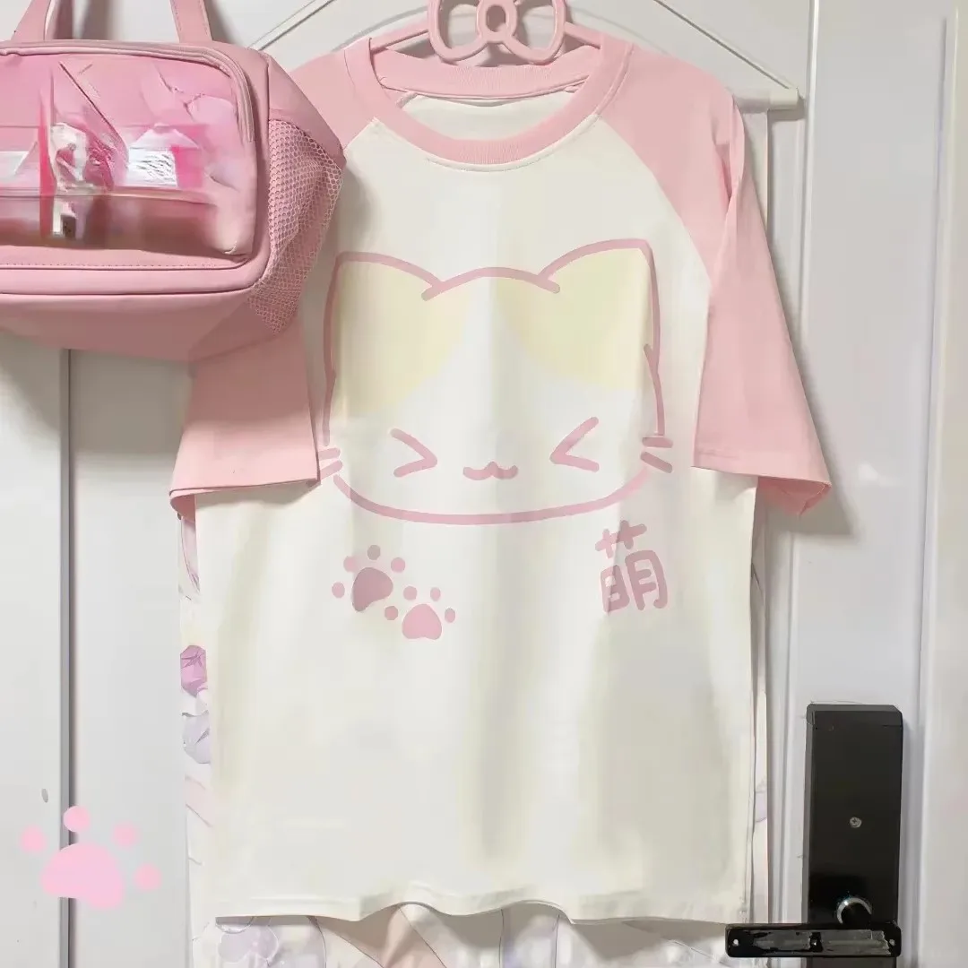 Japońska koszulka Grunge Y2k estetyka Harajuku Anime Cartoon topy koszulki z krótkim rękawem kobiety Kawaii odzież Vintage Streetwear