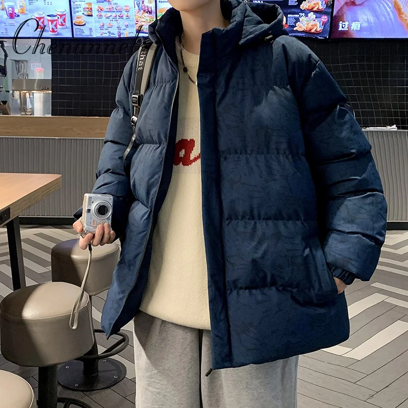 단색 아우터 남성 의류 남성 파카 따뜻한 기본 스타일 캐주얼 재킷 남성 방풍 두꺼운 겨울 코트 패딩 재킷