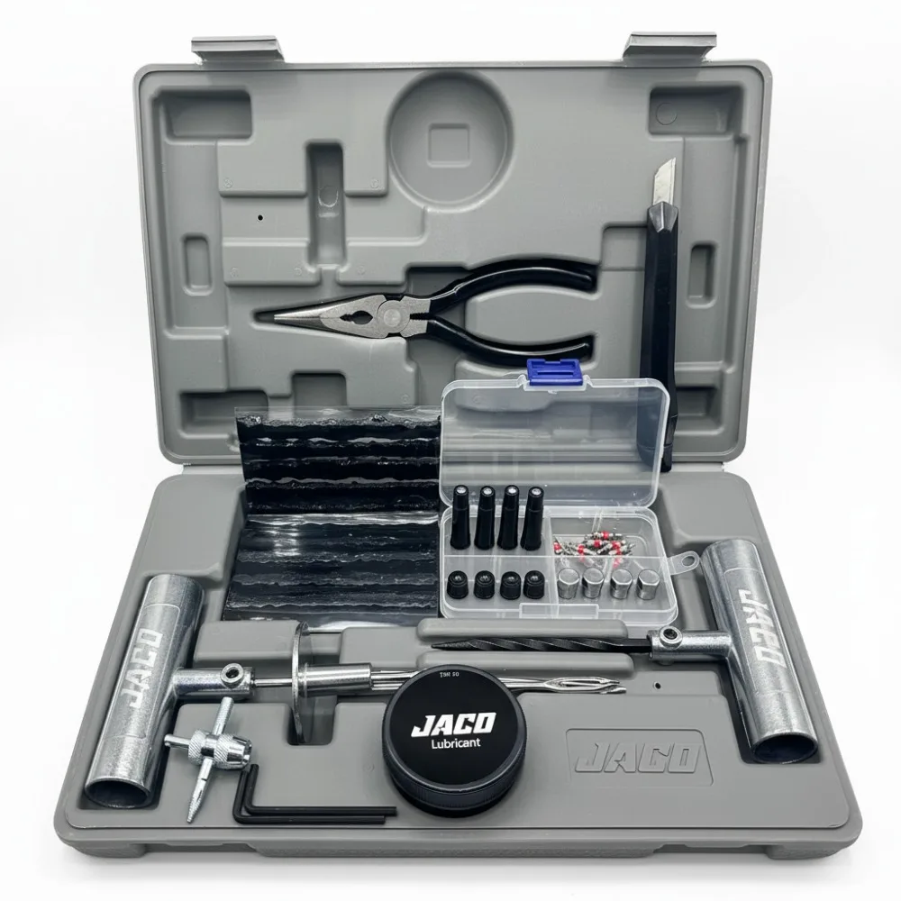 

Universal Heavy Duty Tire Repair Kit - 50 Pcs Emergency Plug Set for Car Truck Motorcycle ATV