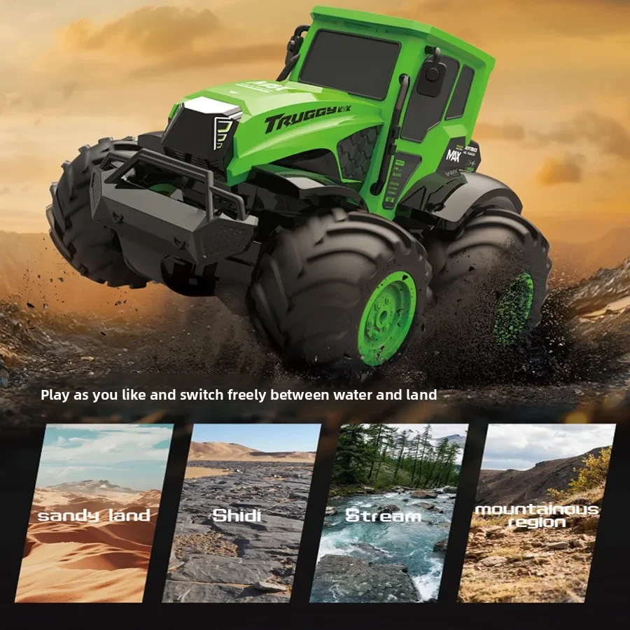 2.4G Amphibious Canon RC Car, 4WD Climbing Off-Road Vehicle Waterproof All-Terrain Remote Control Toy for Kids Gift