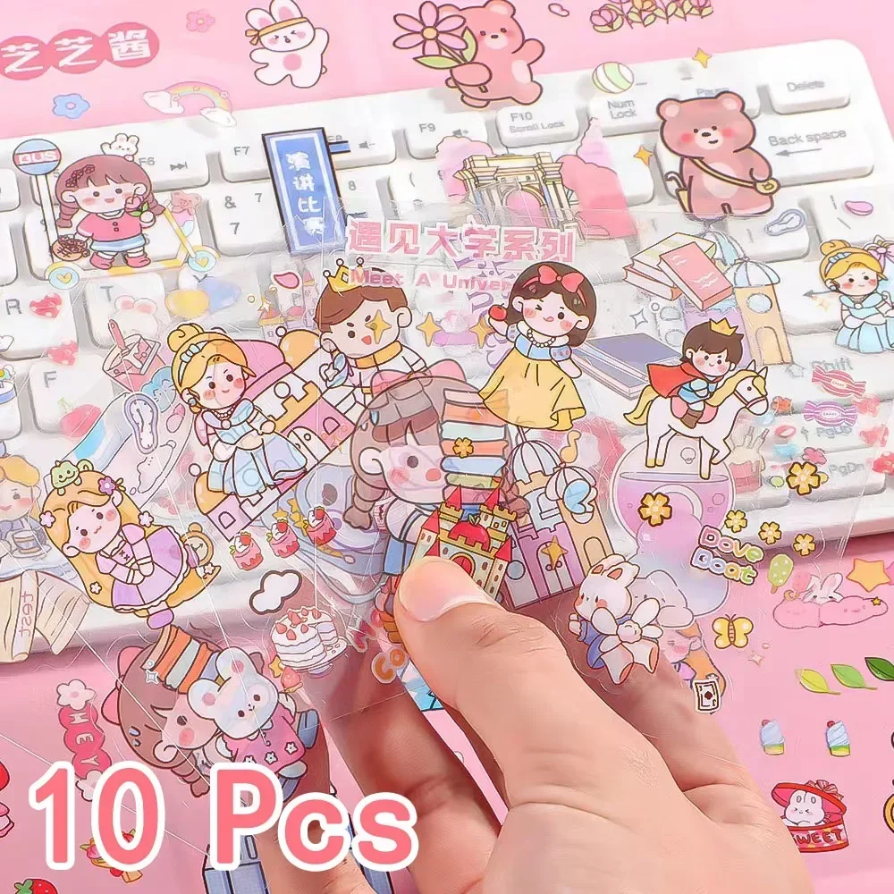 10/100Pcs Kawaii Stickers PET Pattern Cartoon Scrapbooking Cute Sticker DIY Handbook Stickers Decoration Stationery Supplies