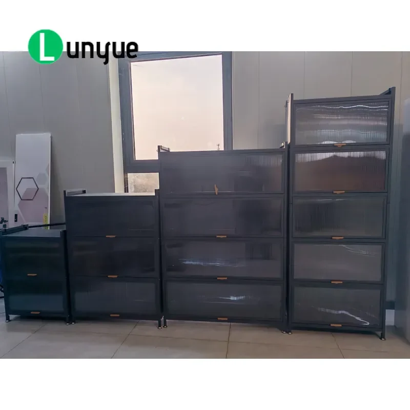 3 Tier Metal Shoe Rack Cabinet Easy Assembly Storage Organizer for Entryway Hallway Closet Durable Steel Shelf Unit