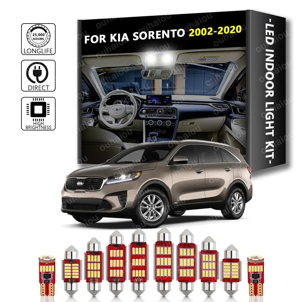 Interior LED For KIA Sorento JC XM UM 2002-2020 Canbus Vehicle Bulb Indoor Dome Map Reading Light No Error Auto Lamp Kit