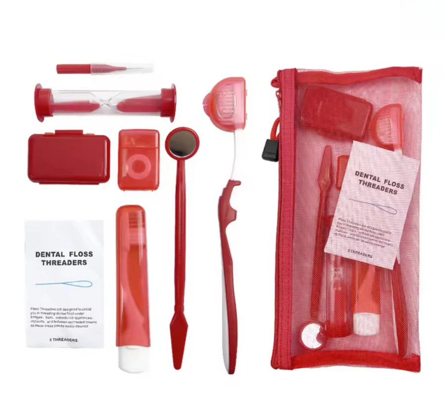

8Pcs/Set Dental Orthodontic Toothbrush Set with Braces for Children Adults Portable Orthodontic Cleaning Tools Travel Mirror