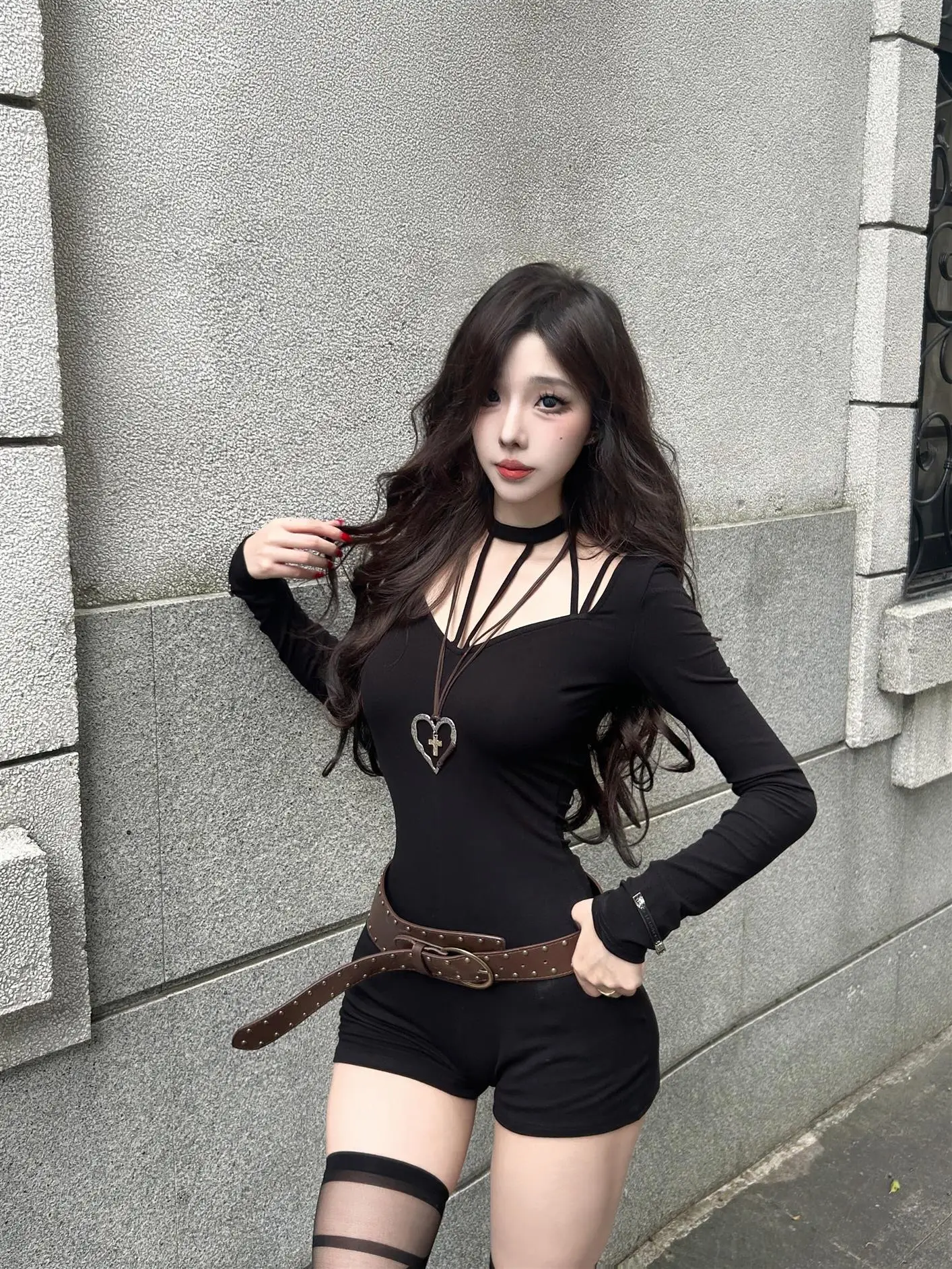 

Сексуальный костюм Bla-Piece для женщин, длинные висячие брюки с вырезами, осенний сезон, высокая талия, другой материал