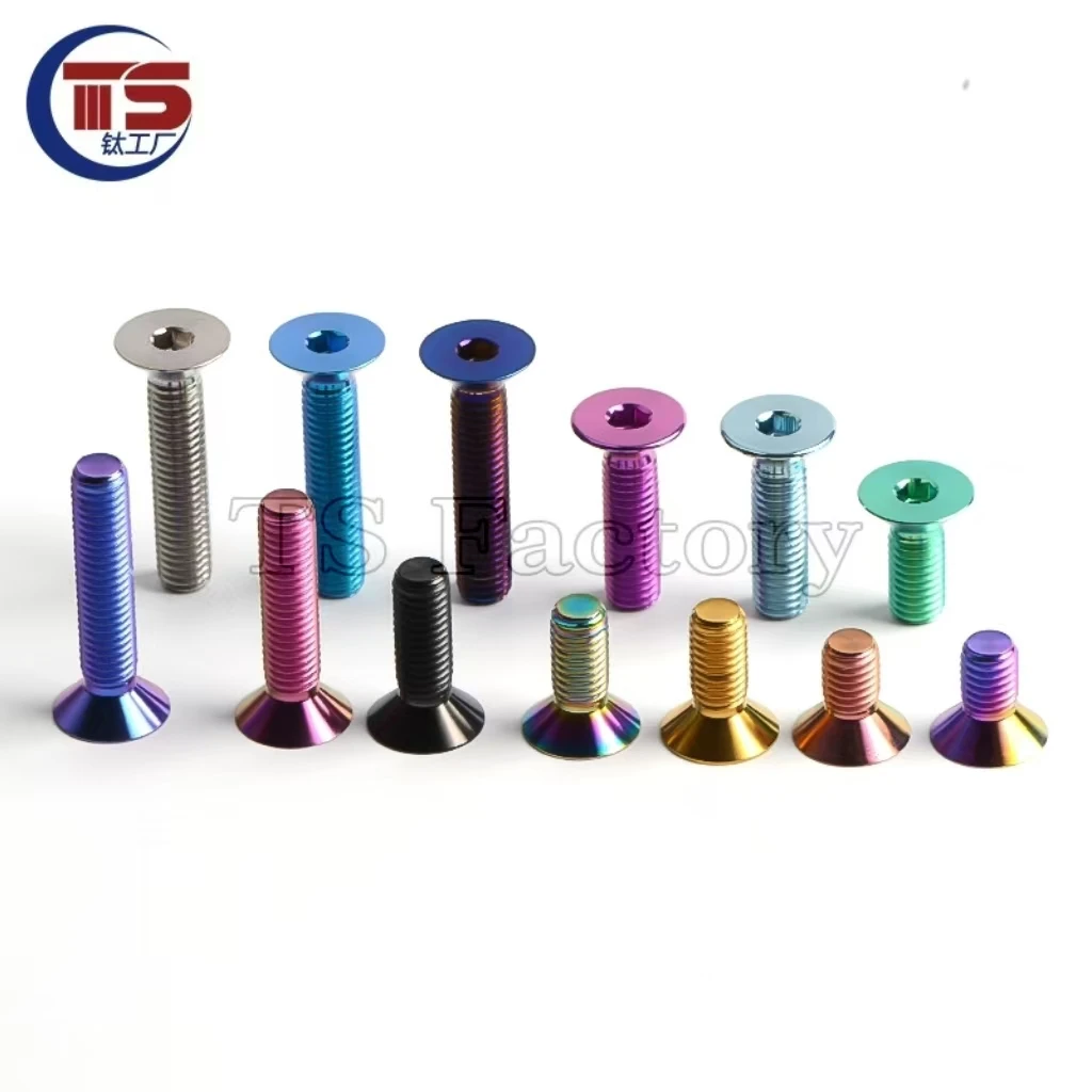 TS 10pcs titanium alloy screw countersunk flat head hex M6 motorbike modification screw