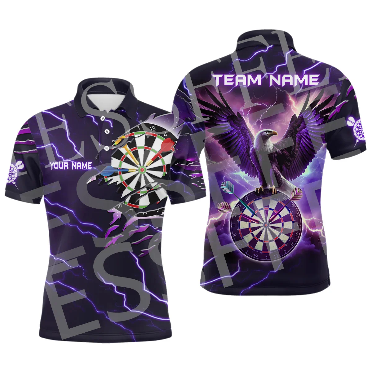 Custom Name Sports Darts Graffiti Tattoo Vintage Button T-Shirt 3DPrint Summer Funny Polo Shirts Harajuku Casual Short Sleeves S