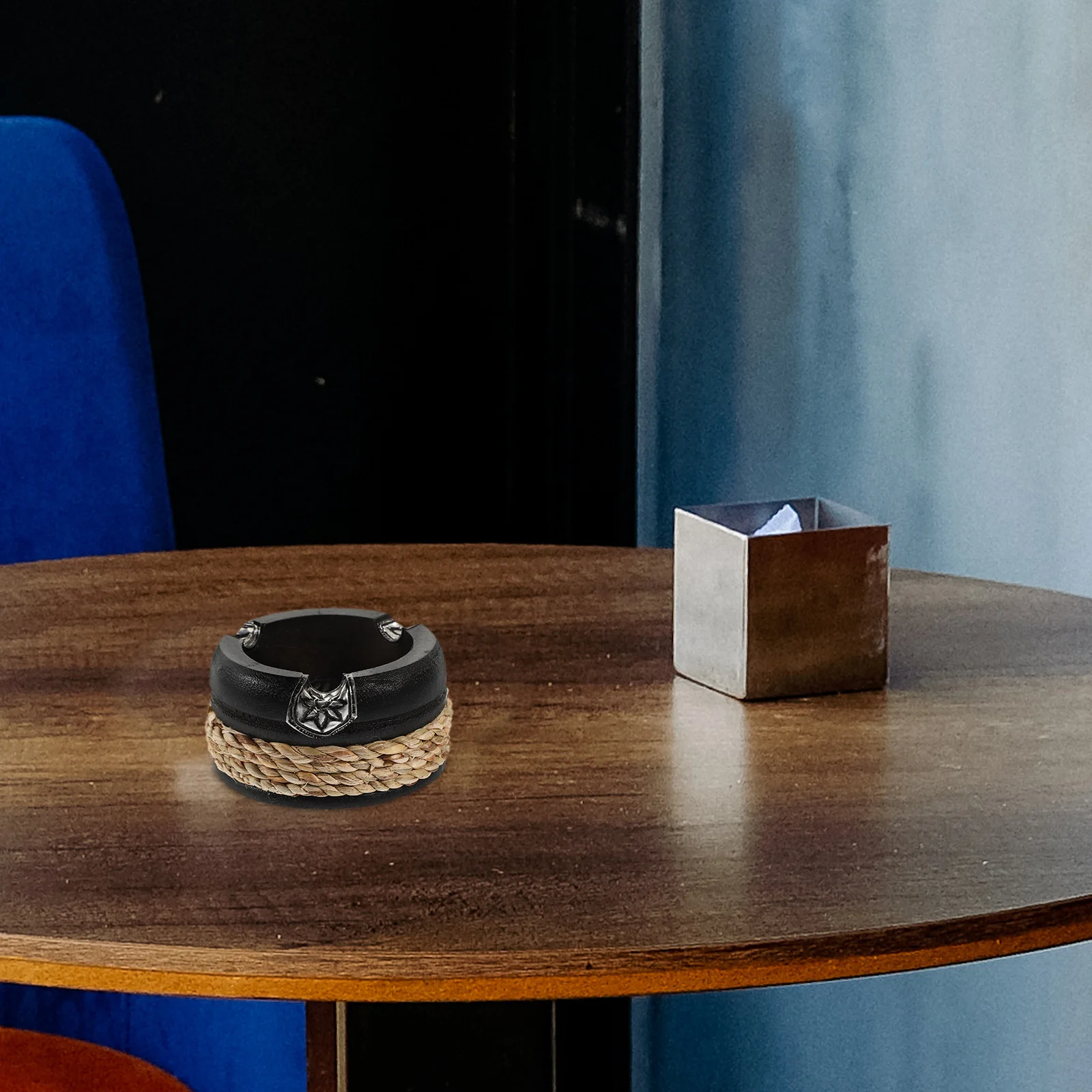 

Wooden Ashtray 3 Inch Black Retro Home Office Bar Decor Cigarette Holder Smooth Surface Durability Crafts Natural Finish