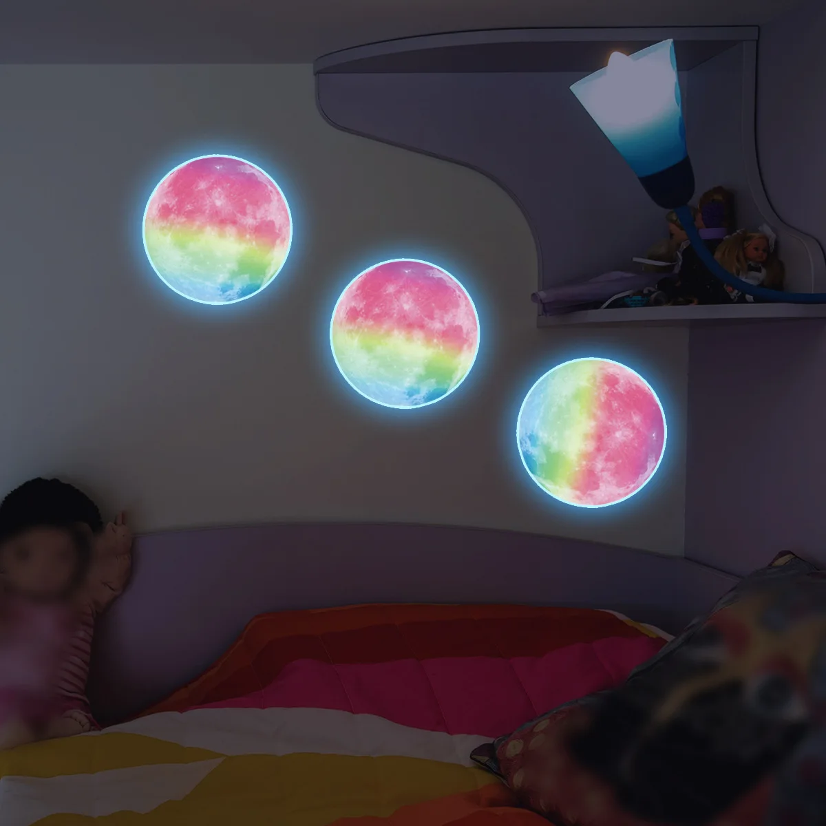 Glow-in-the-Dark Blue Planet Wall Stickers- Space Themed Nursery & Kids Room Deco