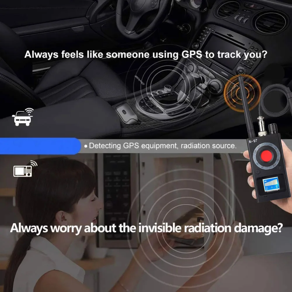 Kamera detektor Anti kandid, pencari kawat lensa sinyal GPS GSM, pelacak RF multi-fungsi, pemindai kamera mata-mata