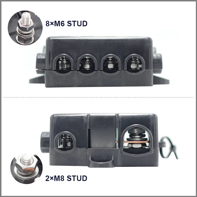 One in four out safety bolt type, fuse box holder, power protection, modified RV fuse box