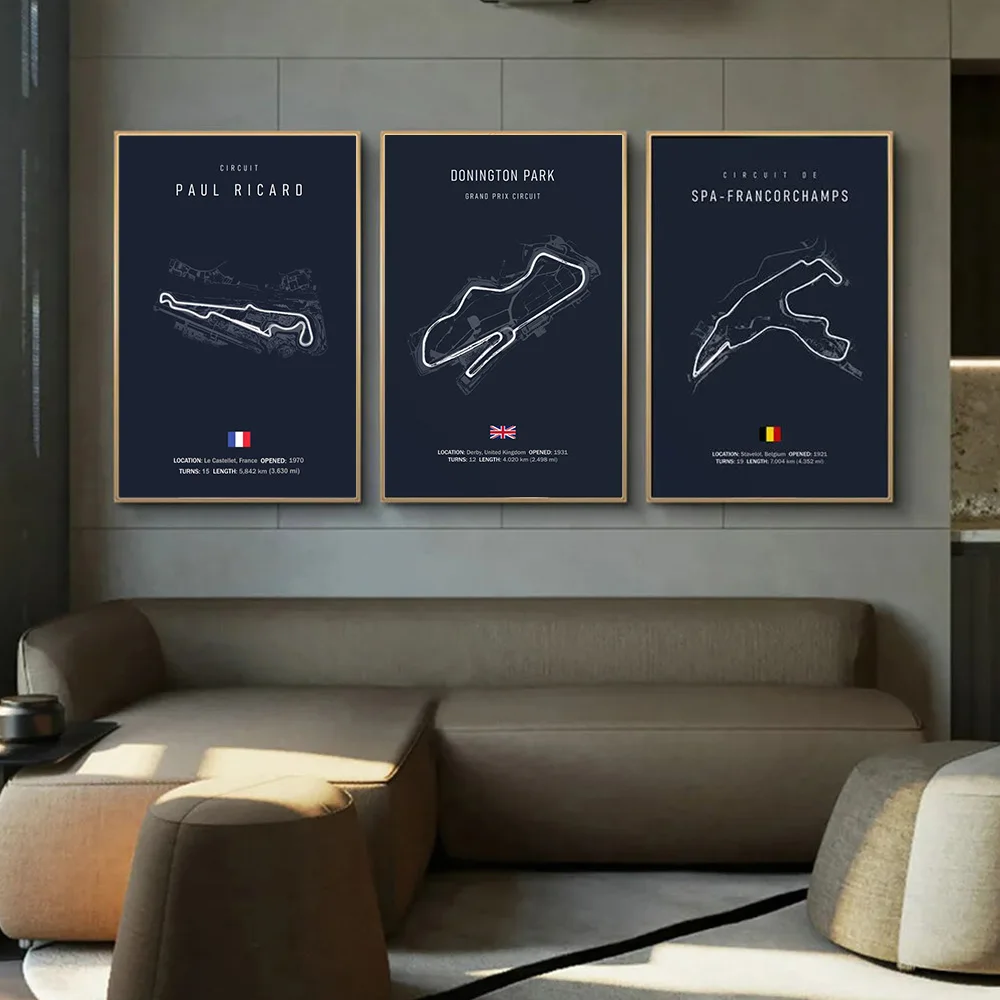 F1 2024 World Circuit Canvas Painting Art Track Formula Motorsport Race Movie Posters Living Room Bar Racing Car Club Wall Decor