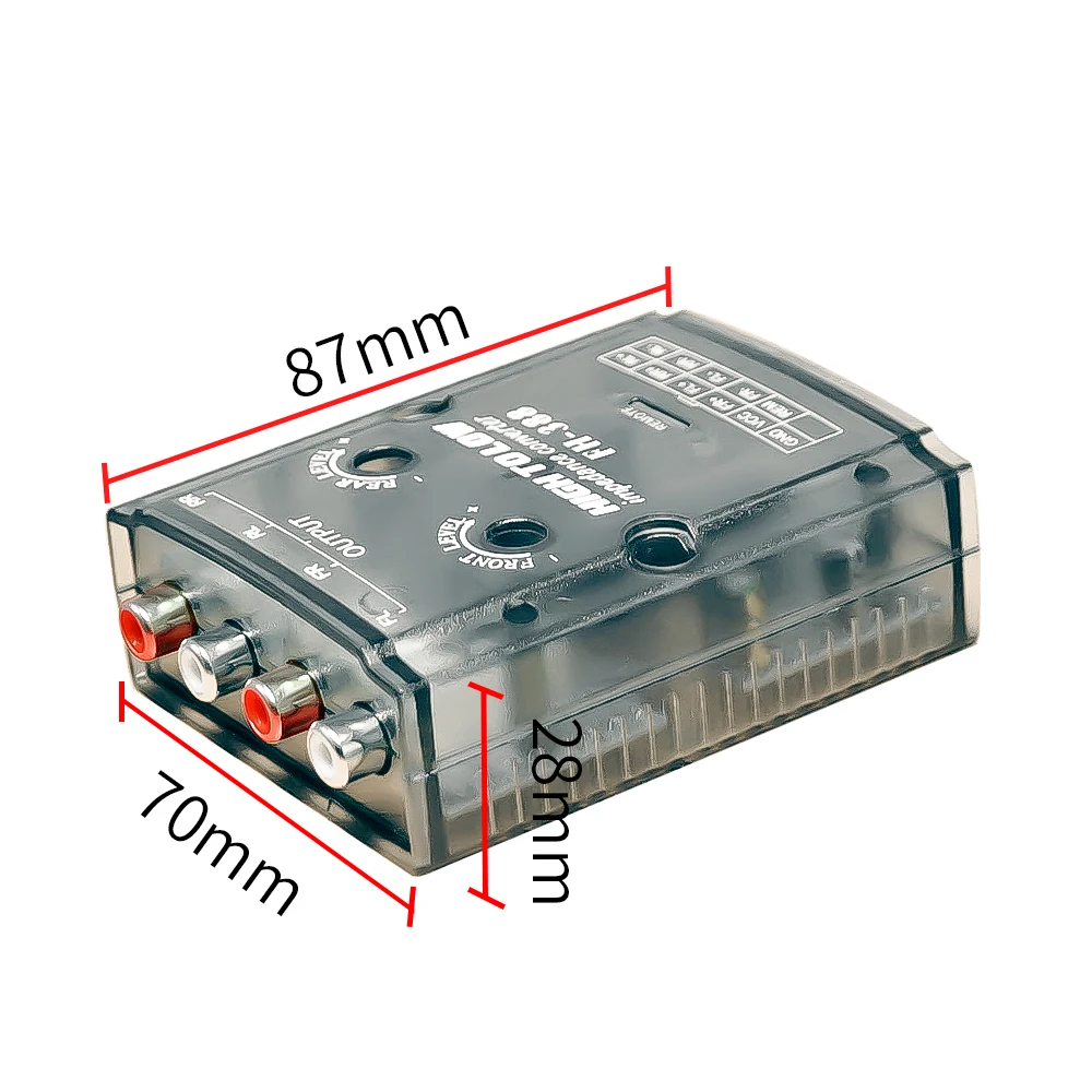 4-Channel Car Stereo Audio Speak Delay Signal Hi-Low Converter for Auto Amp Subwoofer Amplifier CD Player High to Low Adapter