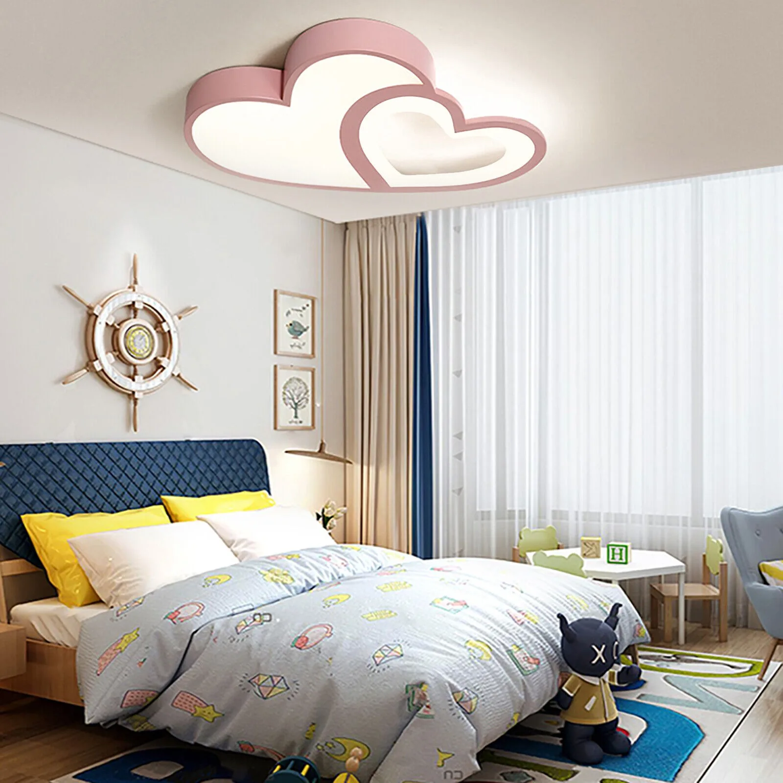 

US Modern Heart Shape LED Lamp Kids Room Ceiling Light Fixture Flush Mount US HOT
