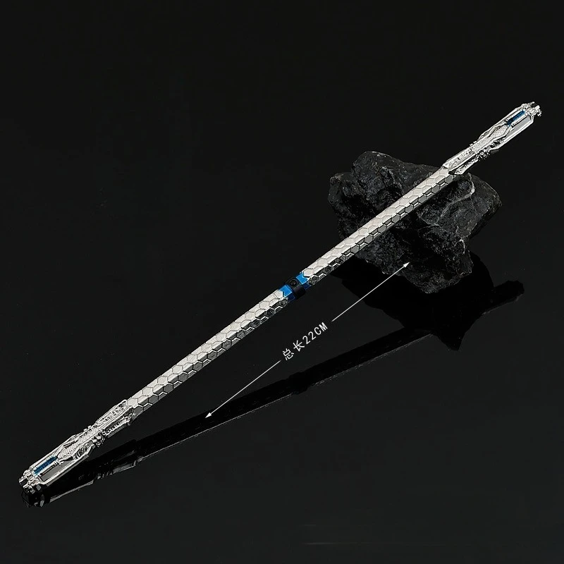 Figura de plata periférica de Anime de estrella golondrina de 22cm/8,66 pulgadas, palo de arma divina Luo Fengyan, adornos artesanales, regalos de modelo de juguete