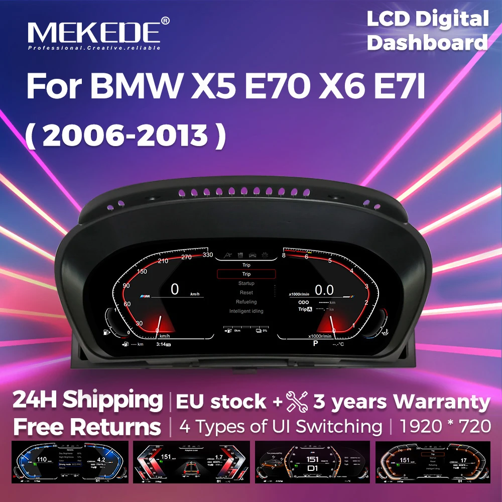 MEKEDE Blu-ray Auto LCD Cruscotto Per BMW X5 E70 X6 E71 2006 - 2013 CCC CIC Strumento Cluster Pannello Virtual CockPit Tachimetro