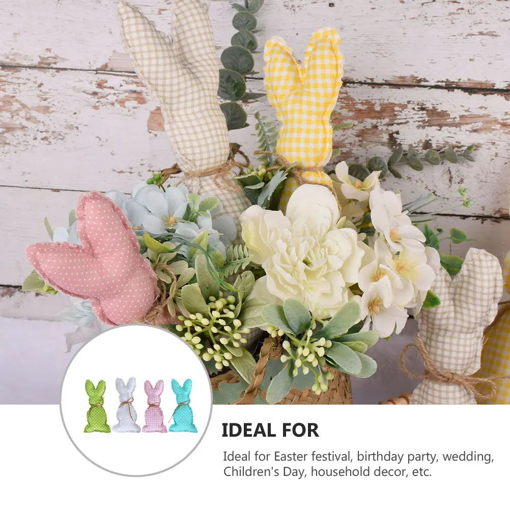 

4Pcs Easter Rabbit Ornament Warm Festival Atmosphere Enhancing Decor Suitable for Car Shop Window Desktop and Party Setup