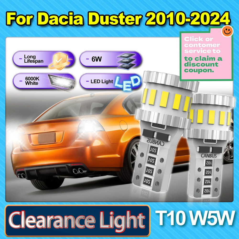 

T10 W5W Flashing LED Clearance Light For Dacia Duster 2010 2011 2012 2013 2014 2015 2016 2017 2018-2024 3400LM Small Lights 12V
