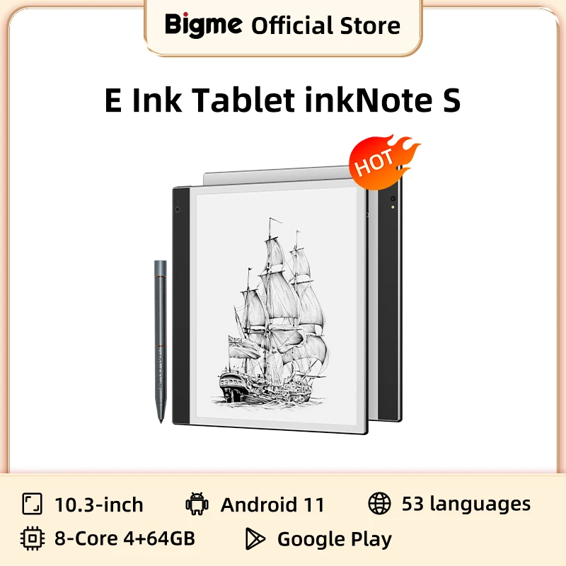 BIGME inkNoteS Electronic book, 10.3 inch E-ink Screen ebook Reader with 36 level front Light, ebook reading Tablet e reader