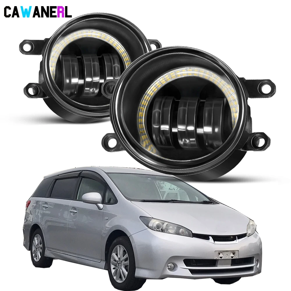 2 Pieces 30W Car Front Fog Light Assembly DRL For Toyota Wish 2009-2015 Angel Eye Fog Daytime Running Lamp 6000LM 12V Styling