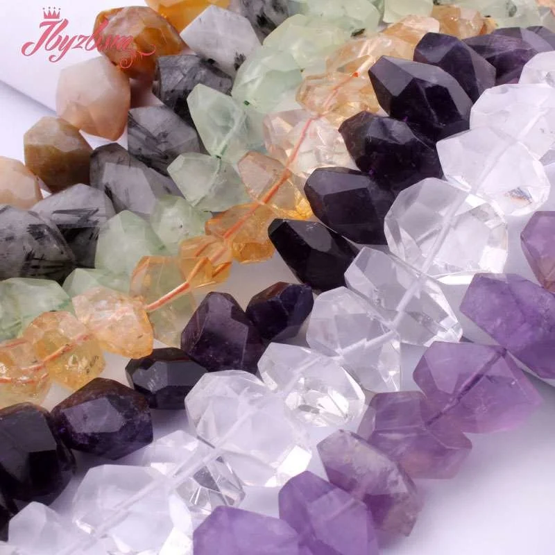 

Natural Crystal/Agates/Rutilated Bead Faceted Stone Beads For DIY Necklace Jewelry Making 15 Inch 10x15-12x18mm Free Shipping