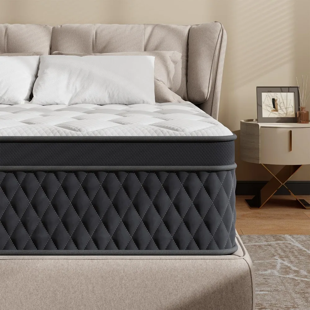 12 Inch King Hybrid Mattress, Memory Foam & Individually Pocketed Springs for Motion Isolation