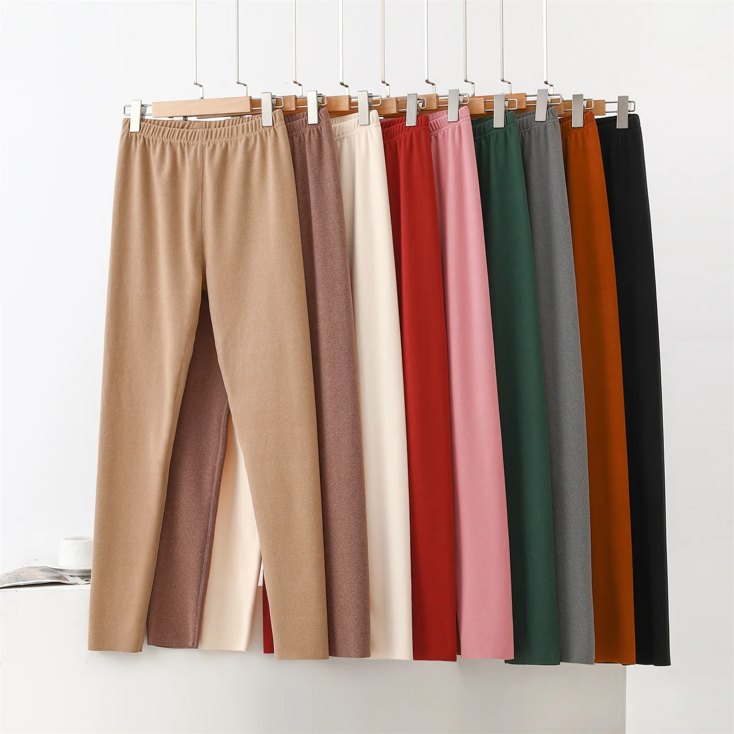 Thickened Fleece High Waist Women's Tight Pants Inner Wear Double Sided Velvet Warm Autumn Pants plus Size Seamless Long Trou...