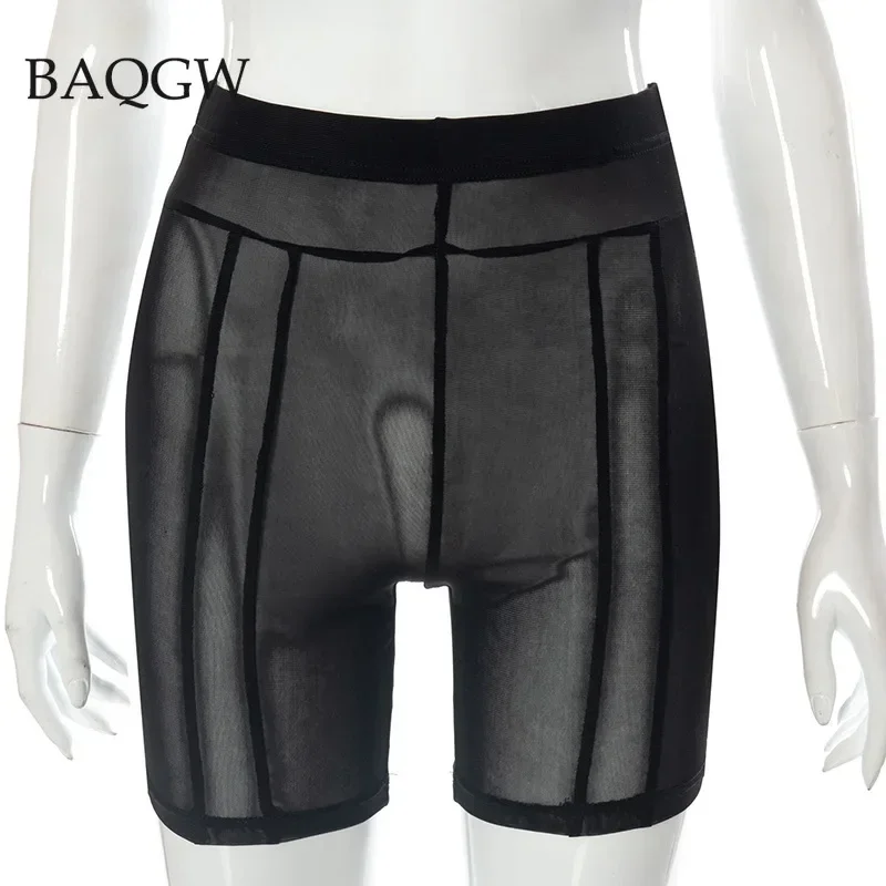 섹시한 메쉬 시스루 운동 반바지 여성용, 블랙 레깅스, 하이 웨이스트, 힙 리프트, 슬림 스웻팬츠, 여름 의류