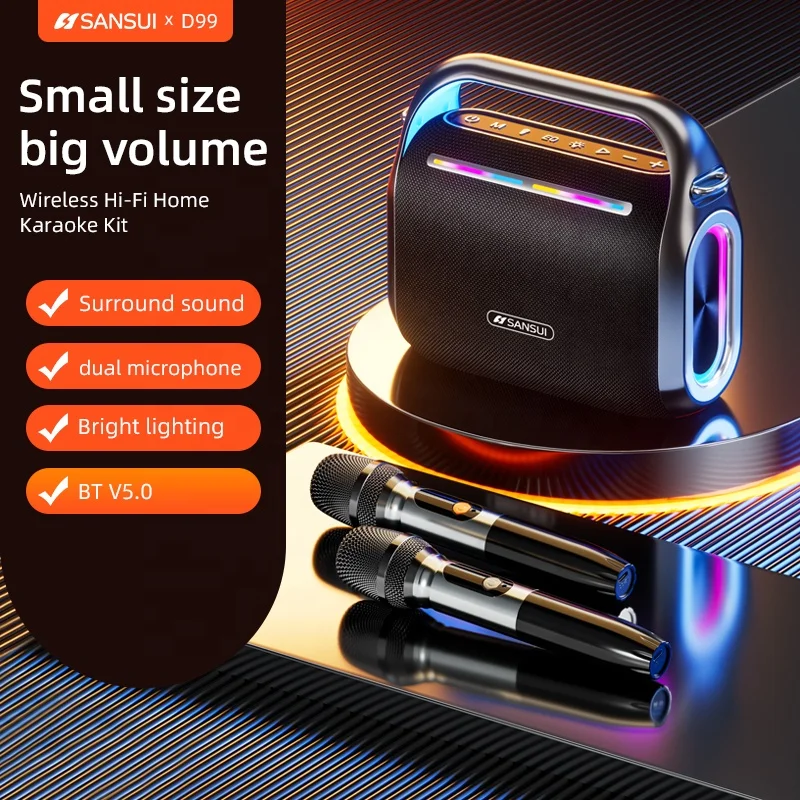 Altoparlante Blue Tooth SANSUI D99 Altoparlante portatile wireless Blue Tooth 5.0 Bassi potenti e luci colorate