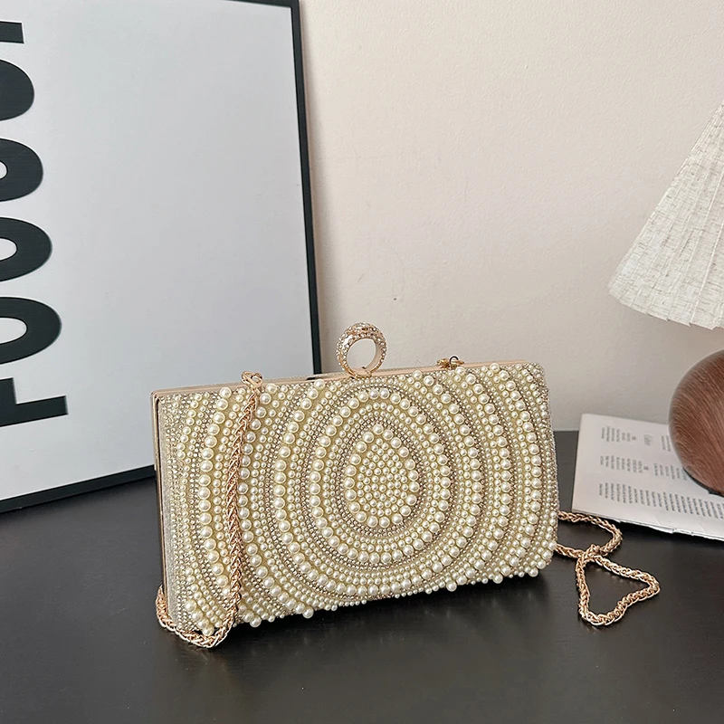 2025 New Exquisite Beading Frame Shoulder & Crossbody Bags Shining Diamonds Stylish Design Creative Pattern Handbags for Women