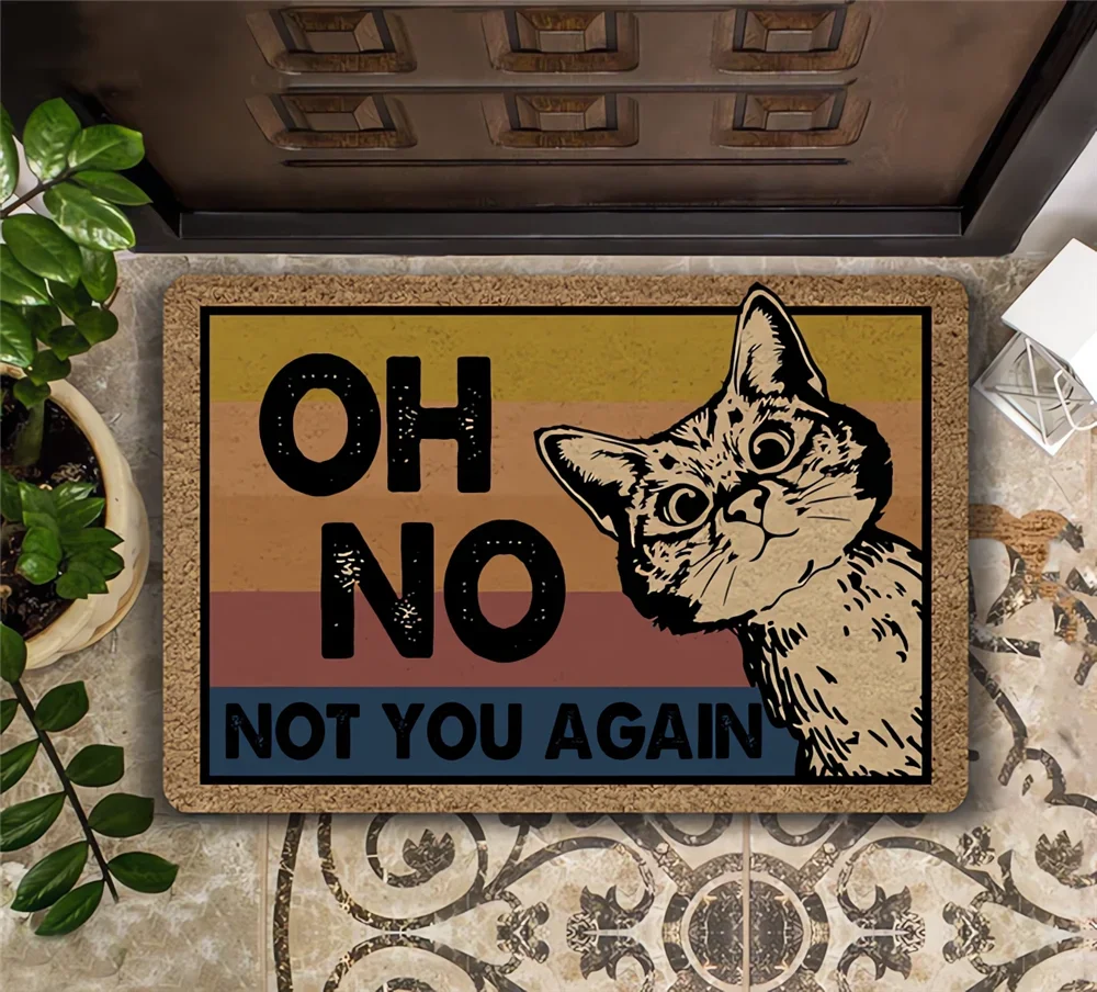 CLOOCL Entrance Doormat CATS WELCOME PEOPLE TOLERATED Printed Flannel Polyester Rugs Home Decor Kitchen Bedroom Mats