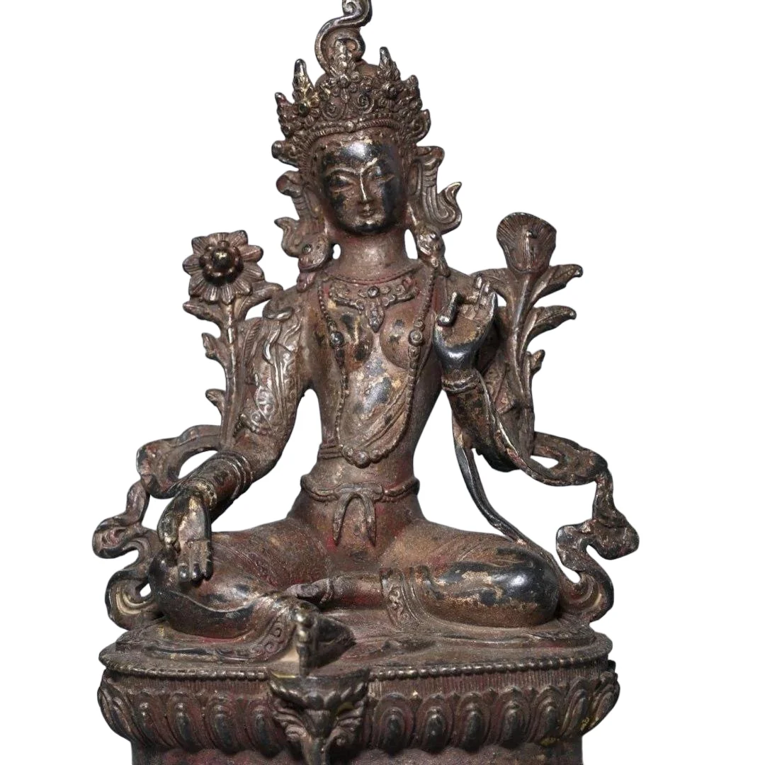 

Bodhisattva Green Tara statue blessed Buddha Antique bronze Old Vajra Dharmaraja